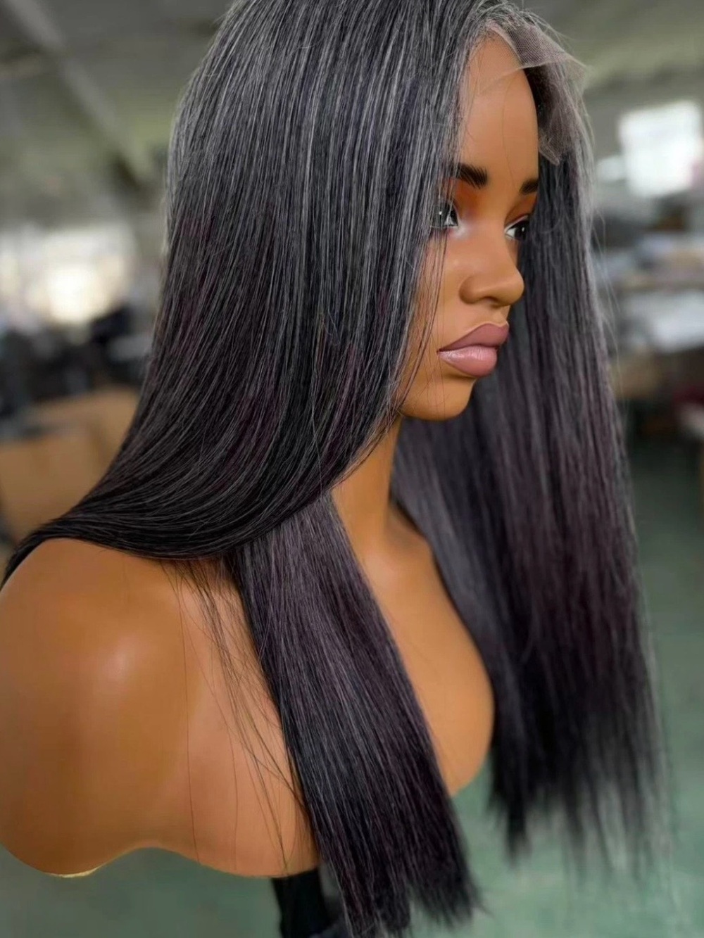 Straight Gray Lace Front Wig - Sleek Natural Finish